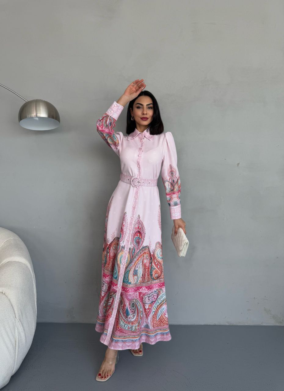 Soft Pink Paisley Maxi Dress