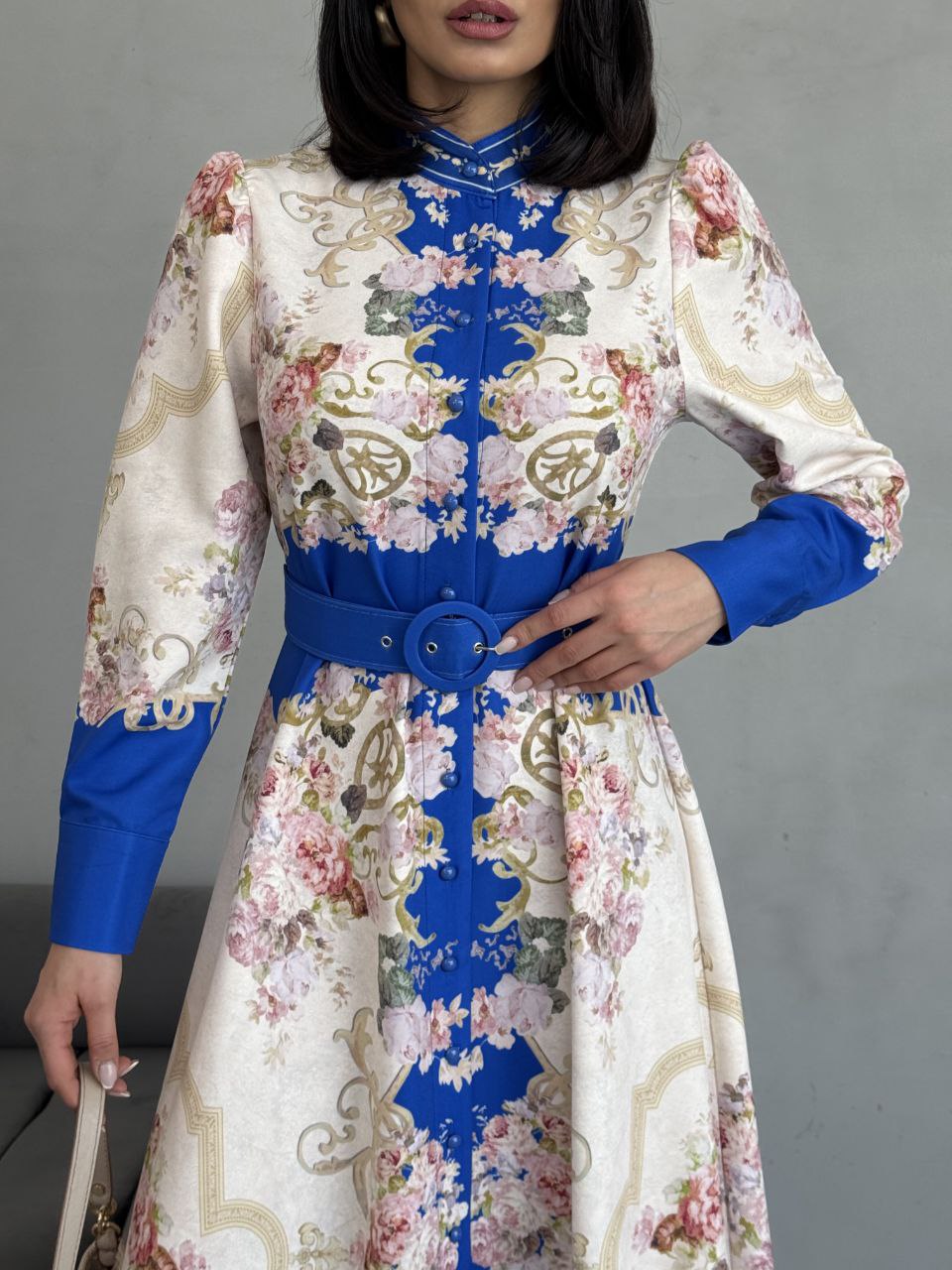 Regal White and Blue Floral Maxi Dress