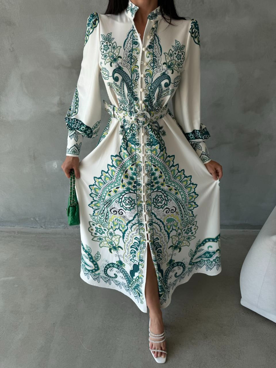Elegant Paisley Maxi Dress