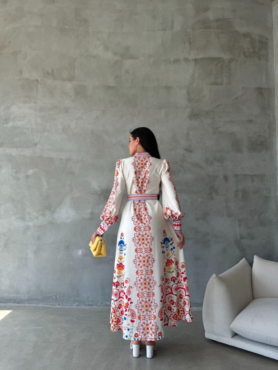Vibrant Elegance: Embroidered Floral Maxi Dress”