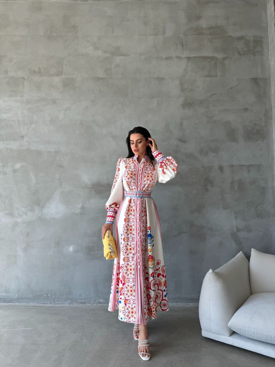 Vibrant Elegance: Embroidered Floral Maxi Dress”